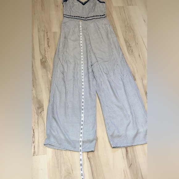 Japna Sky Blue Striped Jumpsuit with Navy Accents - Picture 7 of 10